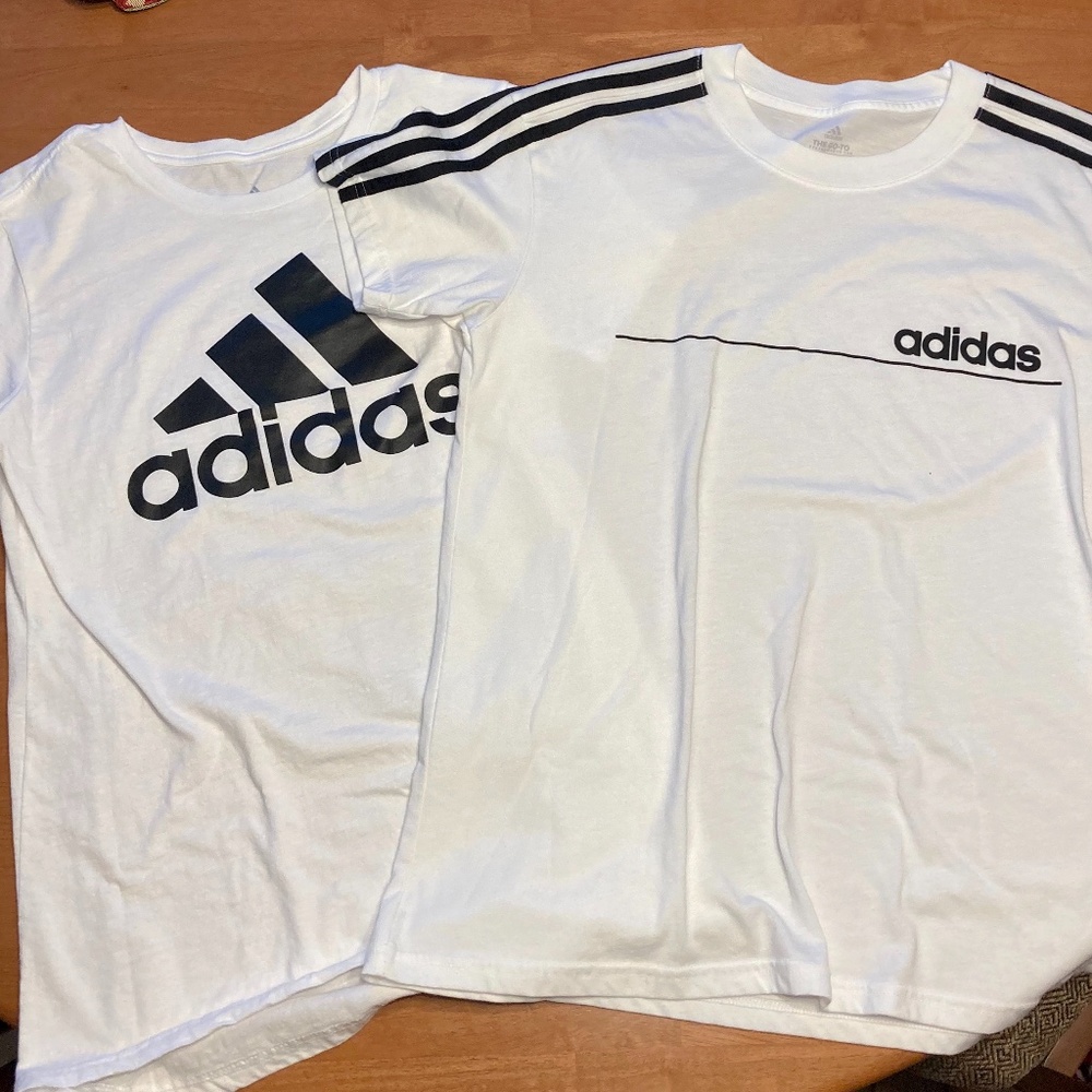 Two Adidas White T-Shirts